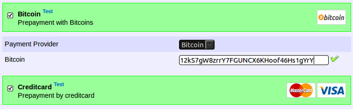 Bitcoin payments in EasyWebshop