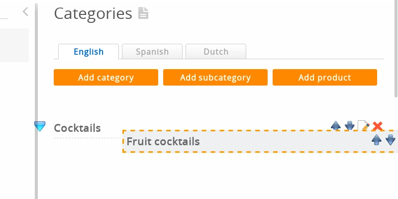 Creación de subcategorías